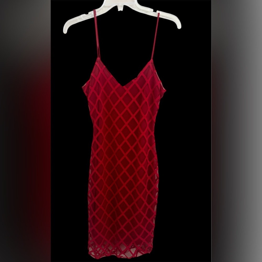 Luxurious Red Quilted Chemise with Spaghetti Straps
